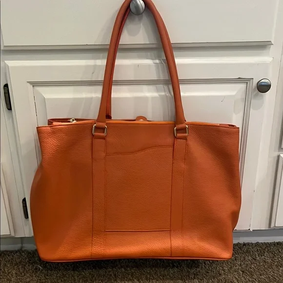 Orange Leather Tote Bag - Picture 5 of 11
